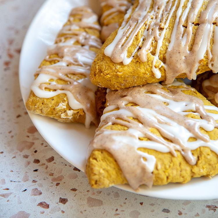 Pumpkin Scones with Spiced Glaze